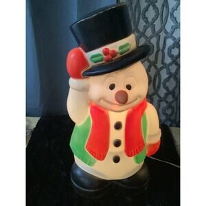 Frosty Snowman Blow Mold Vintage General Foam 18" Carrot